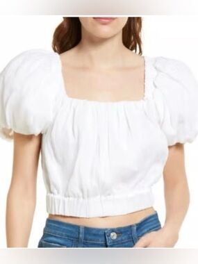 Frame ruched puff sleeve top